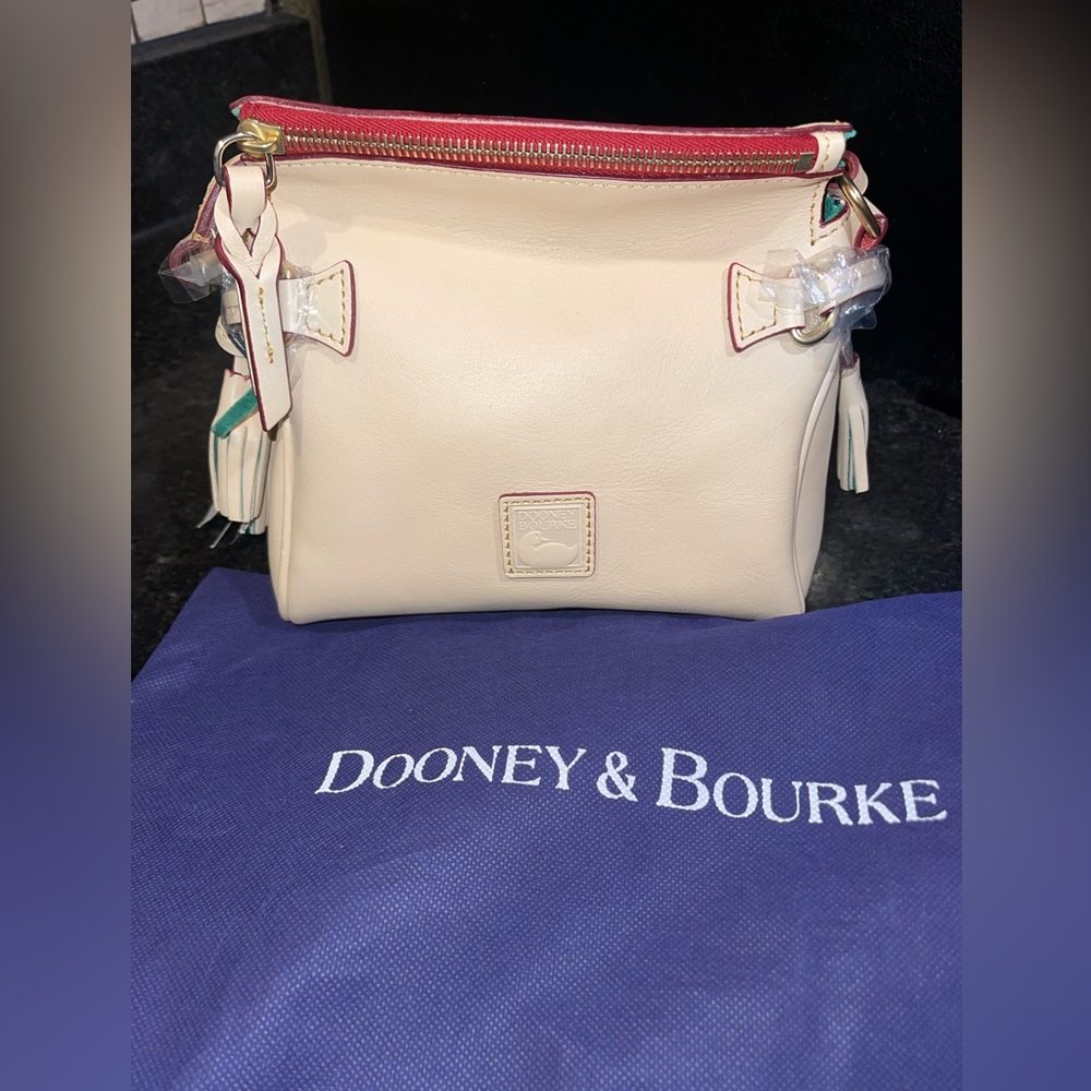 Dooney and Burke NWT Rare Bone Florentine Mini Zip Crossbody